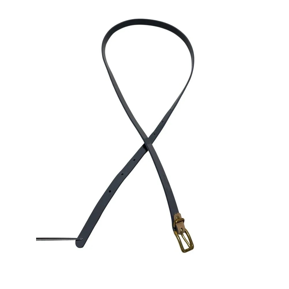 J.Crew Gray Genuine Leather Skinny Belt Size Medium Gold Tone Buckle 38164